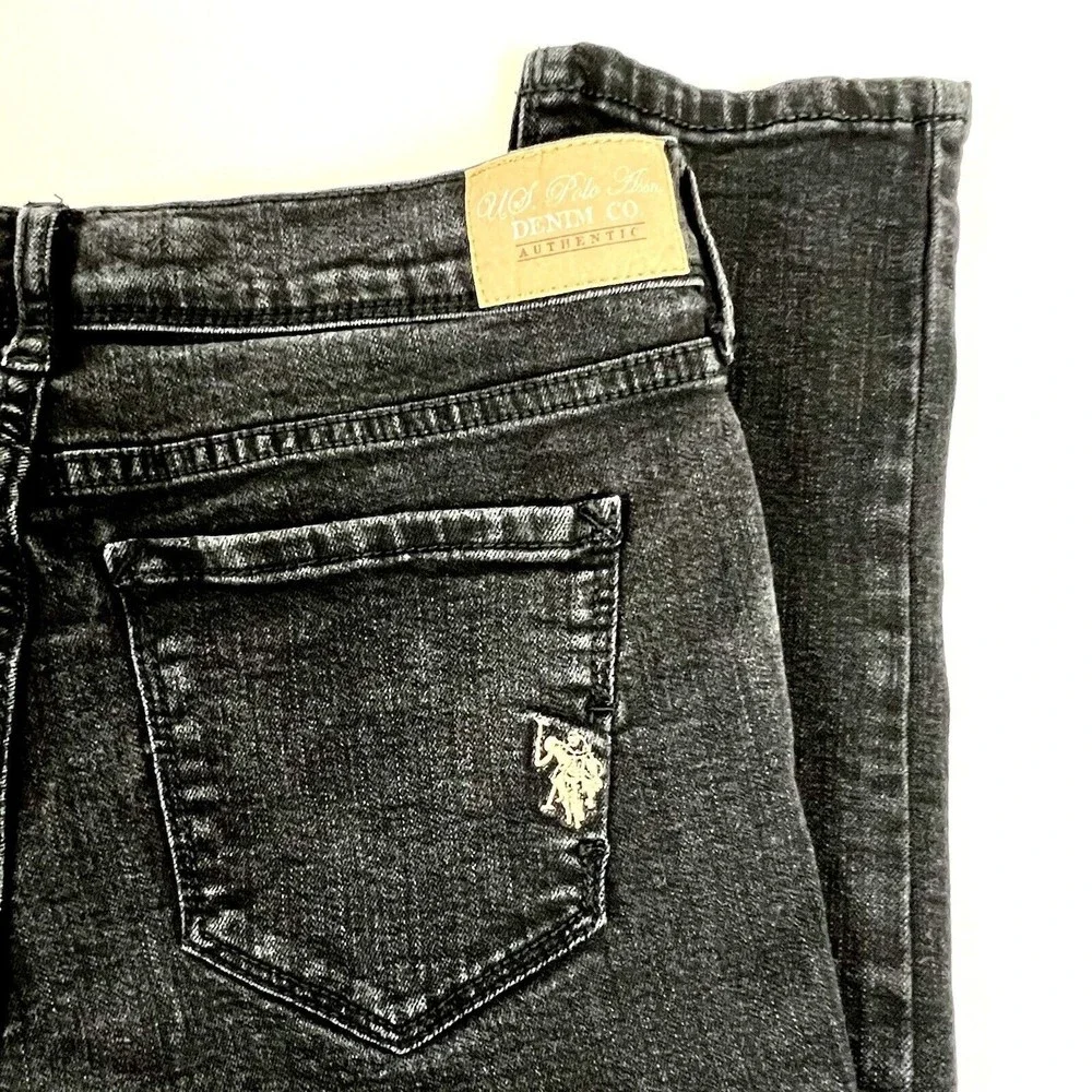 U.S. Polo Assn. Denim Co. Black Denim Skinny Jeans Mid-Rise Stretch Size 8 Short - Picture 7 of 12